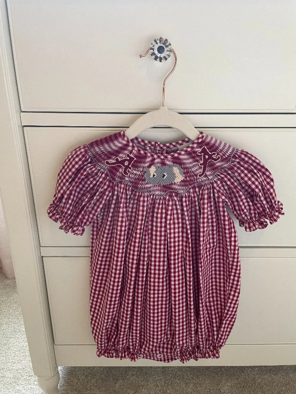 Remember Nguyen Alabama Elephant Script A Football Smocked Bubble Size 6 Months